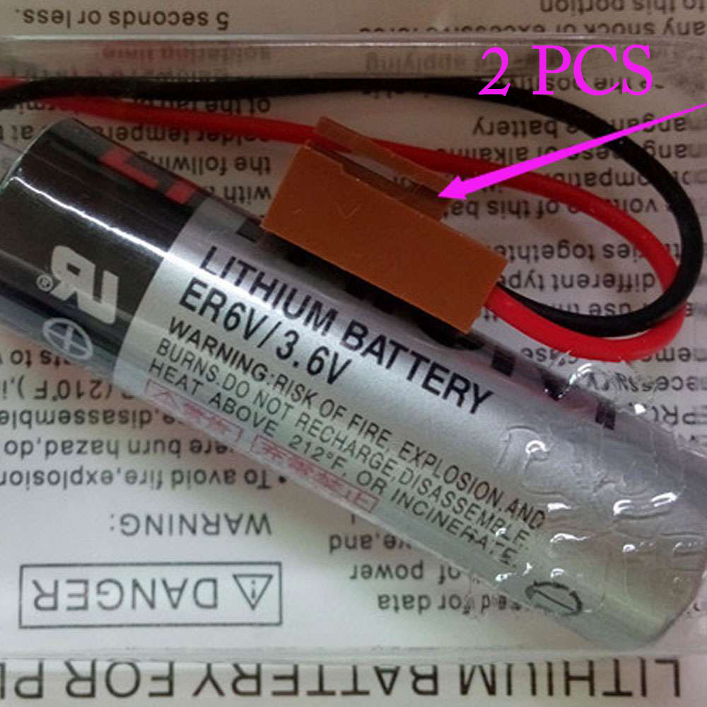 ER6VCT para 2pcs Toshiba ER6VCT 3.6V 2000mah PLC Battery With small JAE Plug