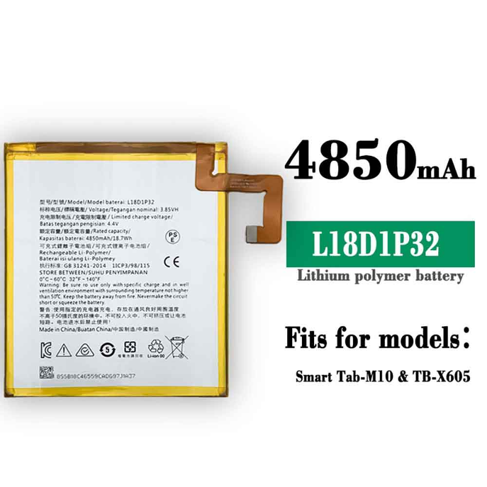 L18D1P32DI voor Lenovo Smart Tab M10 TB-X605F