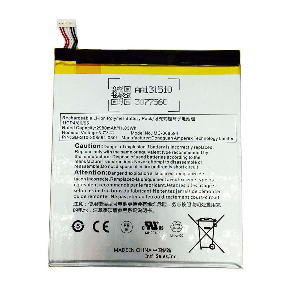 Replacement for Amazon Kindle MC-308594 battery